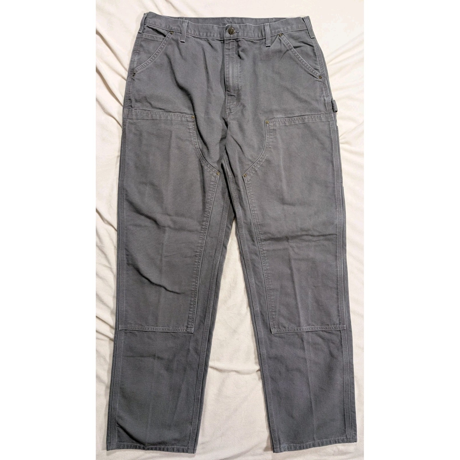 Carhartt Double Knee Distressed Carpenter Pants Mens Actual 36x36 Gray B136 Gvl